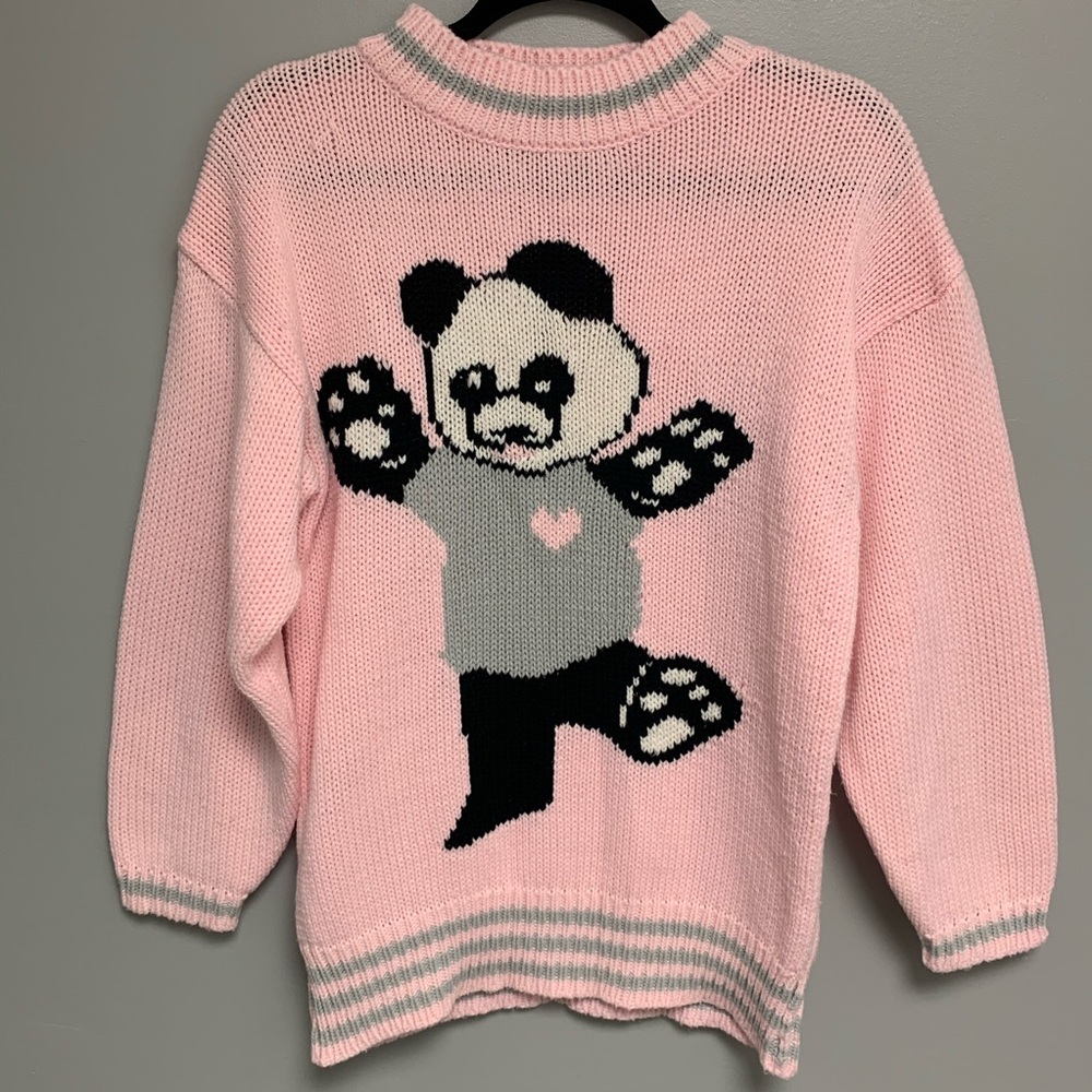 Vintage Panda Bear Women’s Baby Pink MD Sweater